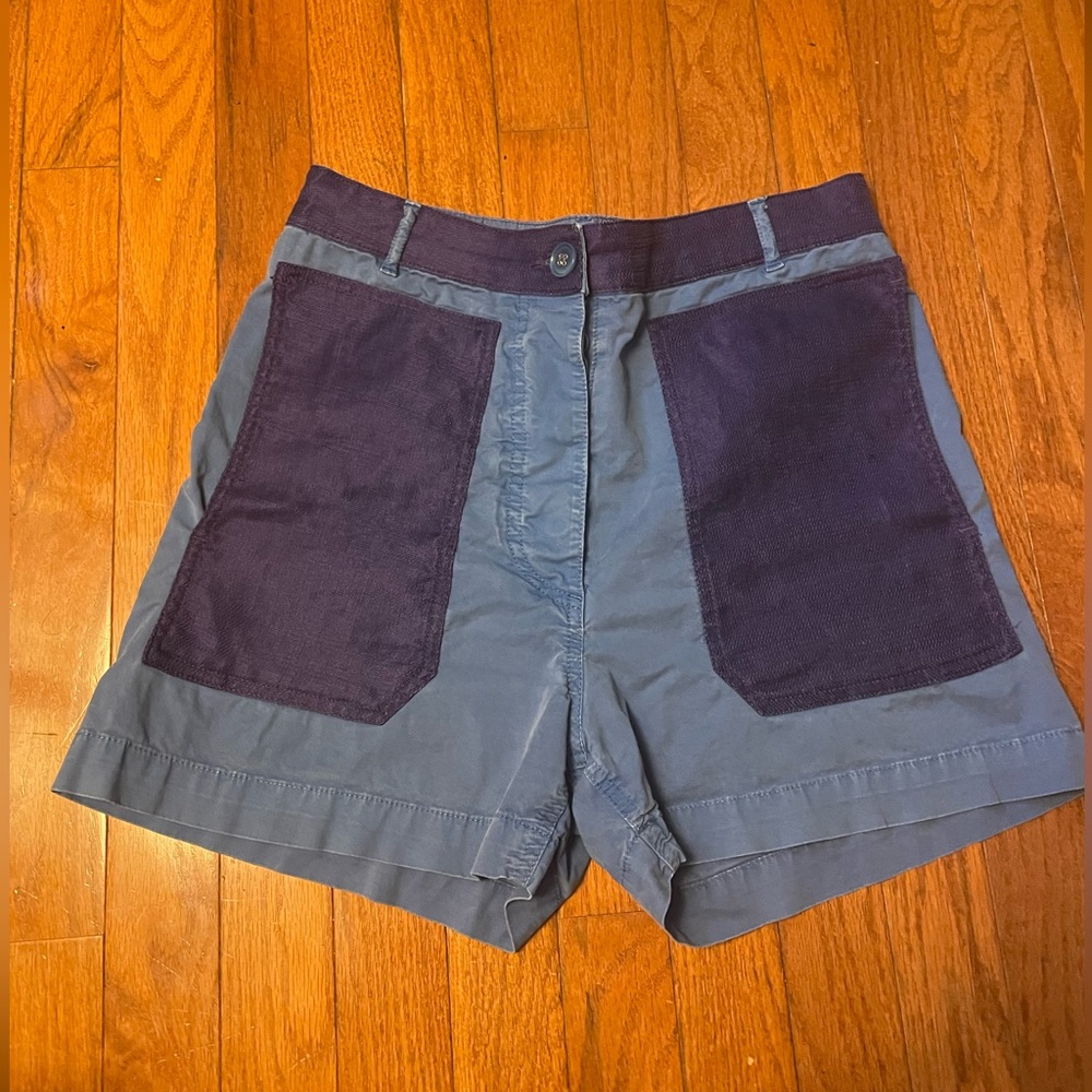 Acne Studios blue cotton colorblock shorts